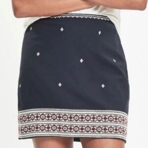 Madewell Navy Embroidered Cotton Mini Skirt
